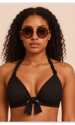 Black Halter Tie-Up Bikini Top