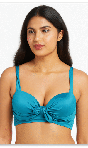 Teal Twist-Front Bikini Top
