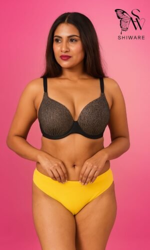 Black Abstract Bikini Bra