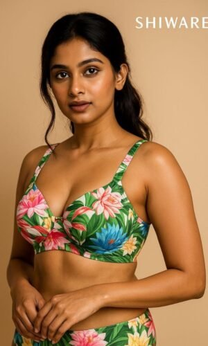 Classic Green printed Bikini Bra