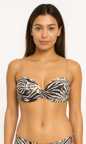 Wild Zebra Print Strapless Bikini Top